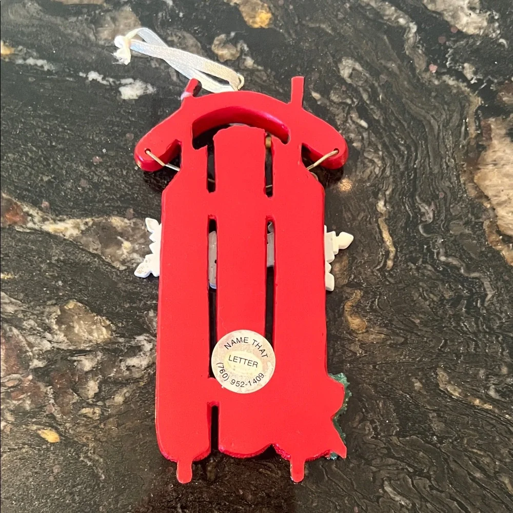 Red Holiday Sled Ornament